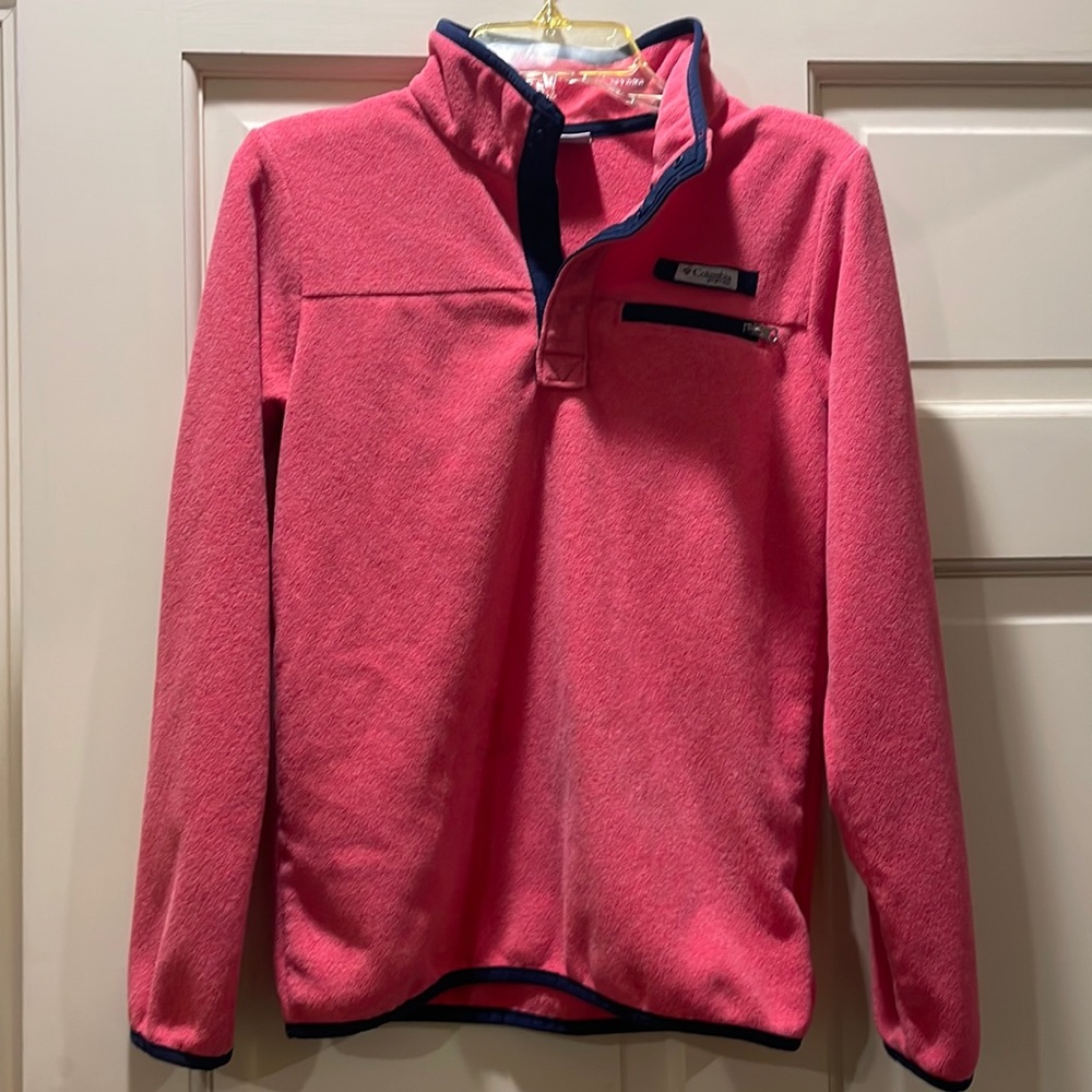 Girls Columbia Snap Fleece Pullover (M) Pink/Blue